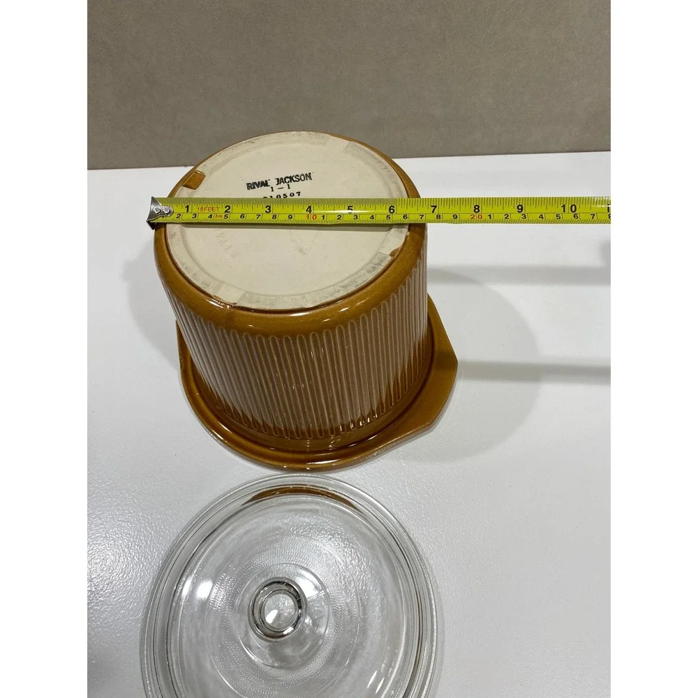 Vintage Rival Jackson Crock Pot Replacement Insert 1-1 Harvest Gold Ribbed Lid